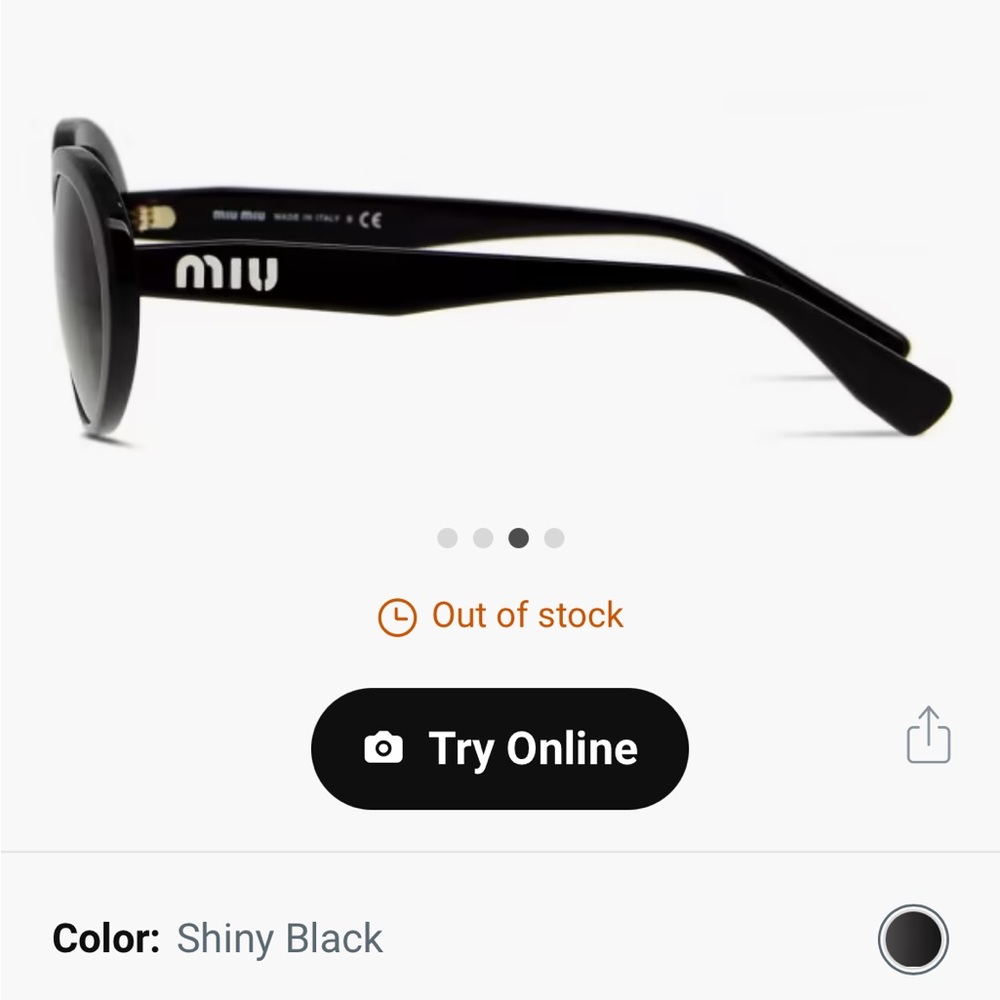 Miu Miu Black Oval Sunglasses Classic Design - Picture 3 of 4